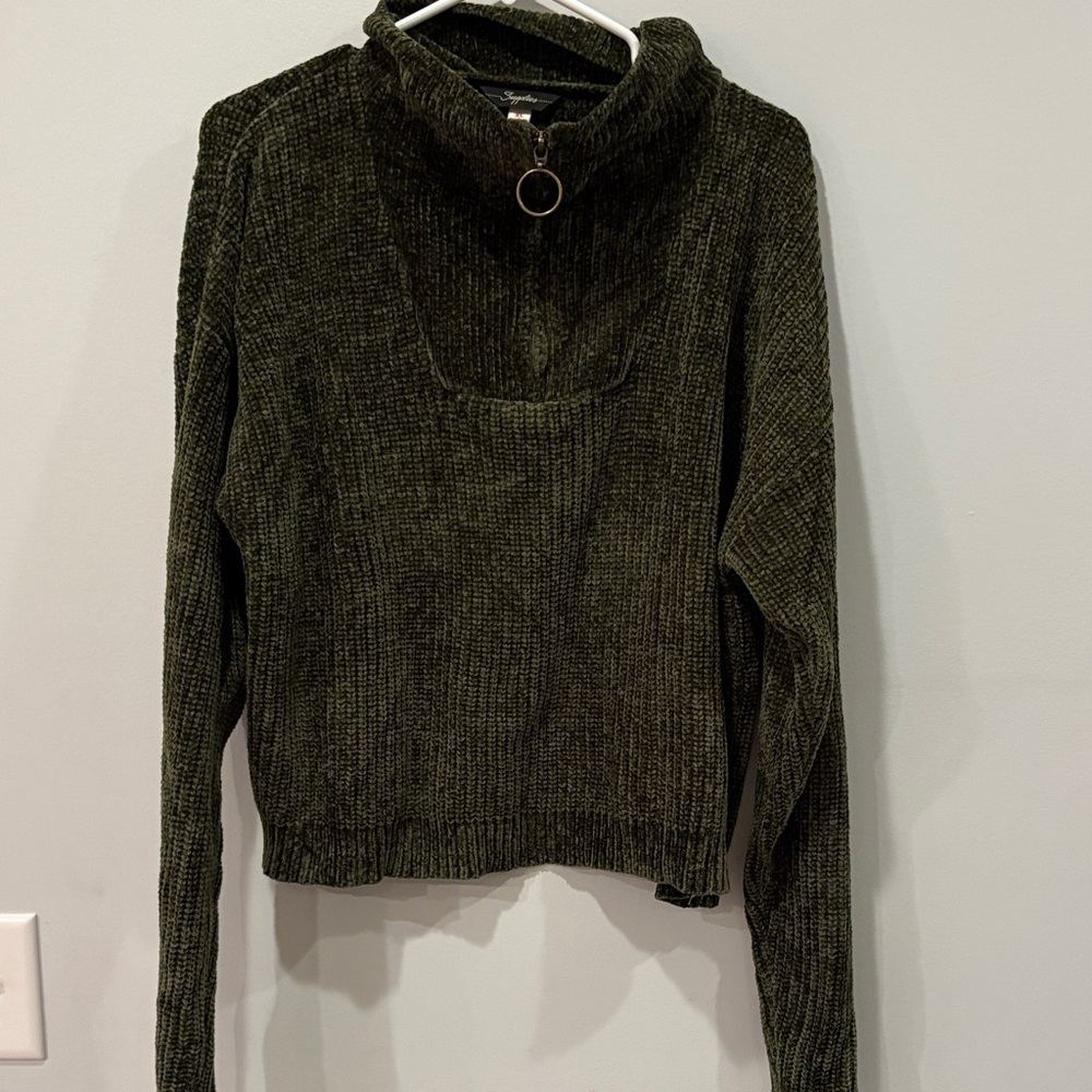 Dark Olive Turtleneck Sweater for Women
